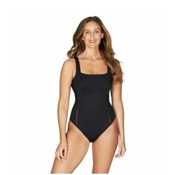 Sea Level Square Neck One Piece Swimsuit Scoop Neck Soft Cup Black SZ 6 NWT - Picture 1 of 3